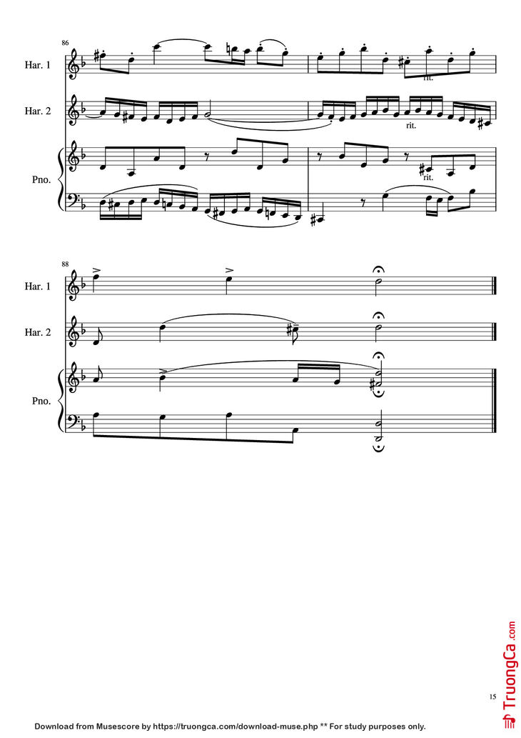 Page 15 of the piano sheet music PDF - Concerto for Two Violins in D Minor Piano by Linghongjian