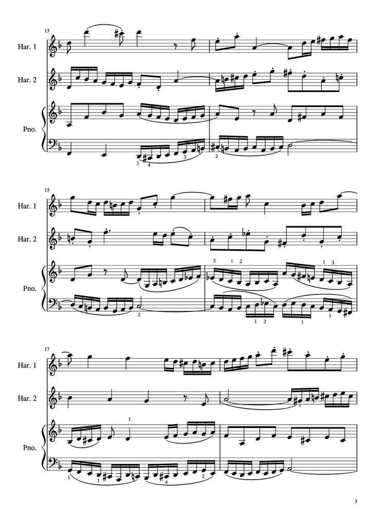 Page 3 of the piano sheet music PDF - Concerto for Two Violins in D Minor Piano by Linghongjian