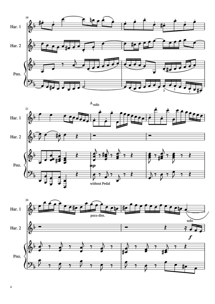 Page 4 of the piano sheet music PDF - Concerto for Two Violins in D Minor Piano by Linghongjian