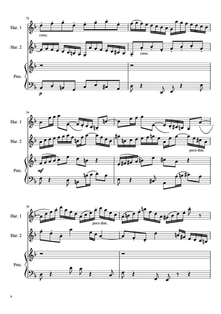 Page 6 of the piano sheet music PDF - Concerto for Two Violins in D Minor Piano by Linghongjian