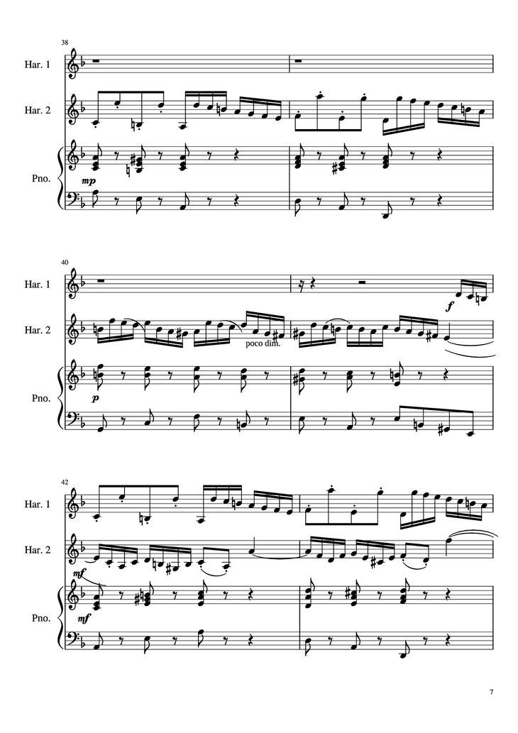 Page 7 of the piano sheet music PDF - Concerto for Two Violins in D Minor Piano by Linghongjian