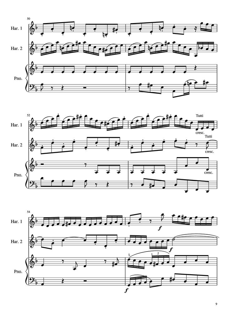 Page 9 of the piano sheet music PDF - Concerto for Two Violins in D Minor Piano by Linghongjian