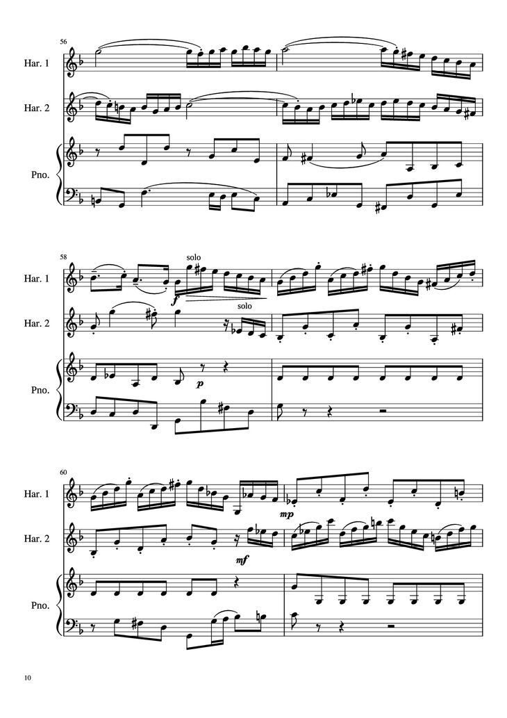 Page 10 of the piano sheet music PDF - Concerto for Two Violins in D Minor Piano by Linghongjian