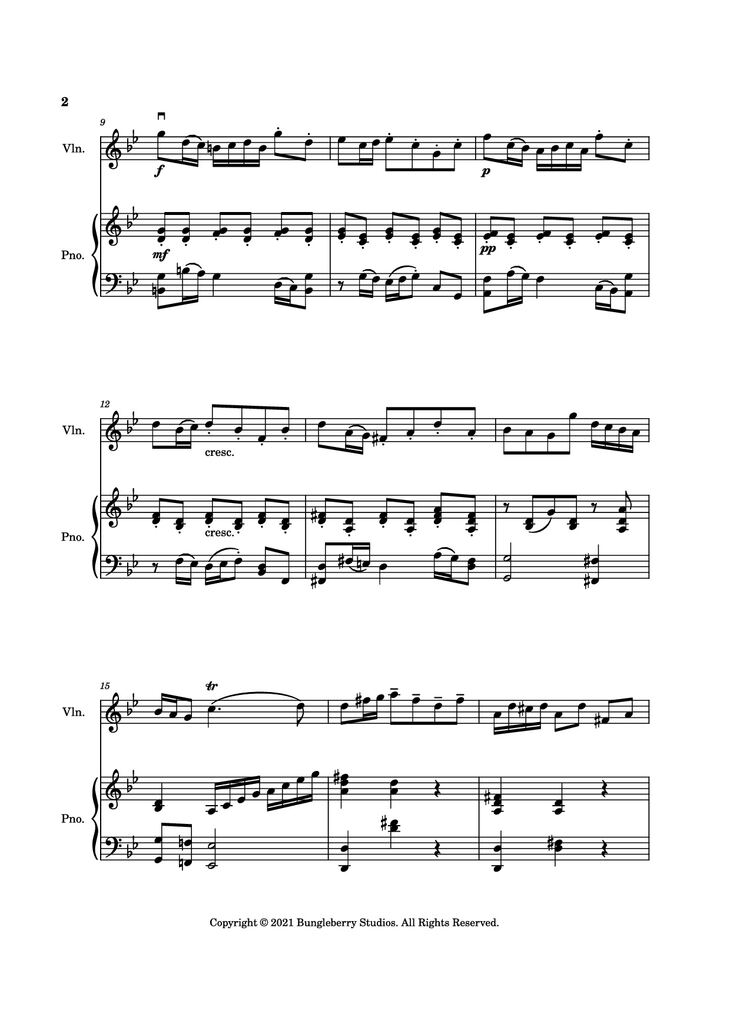 Page 2 of the piano sheet music PDF Piano - Courante from Sonata in G Minor Piano by Henry Eccles