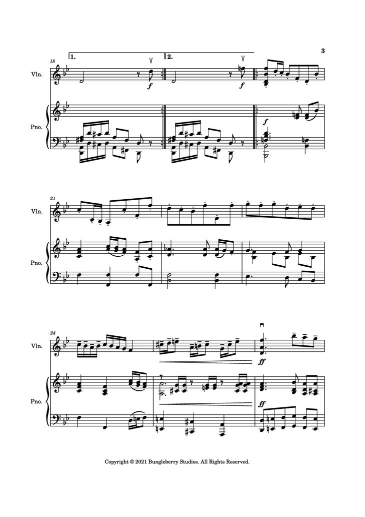 Page 3 of the piano sheet music PDF Piano - Courante from Sonata in G Minor Piano by Henry Eccles