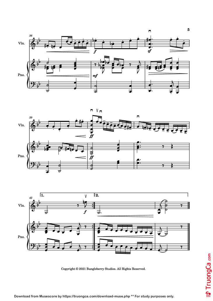 Page 5 of the piano sheet music PDF Piano - Courante from Sonata in G Minor Piano by Henry Eccles