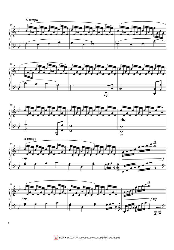 Page 2 of the piano sheet music PDF Piano - Beauty and The Beast Prologue Piano by Composed by Alan Menkin