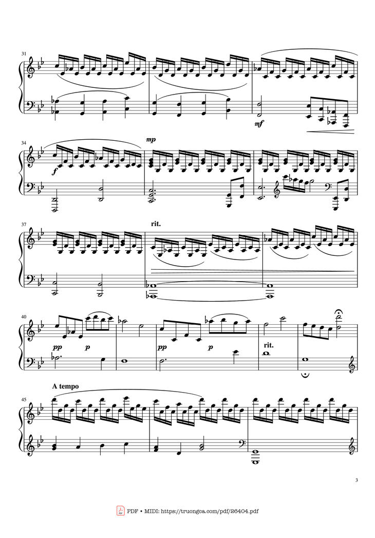 Page 3 of the piano sheet music PDF Piano - Beauty and The Beast Prologue Piano by Composed by Alan Menkin