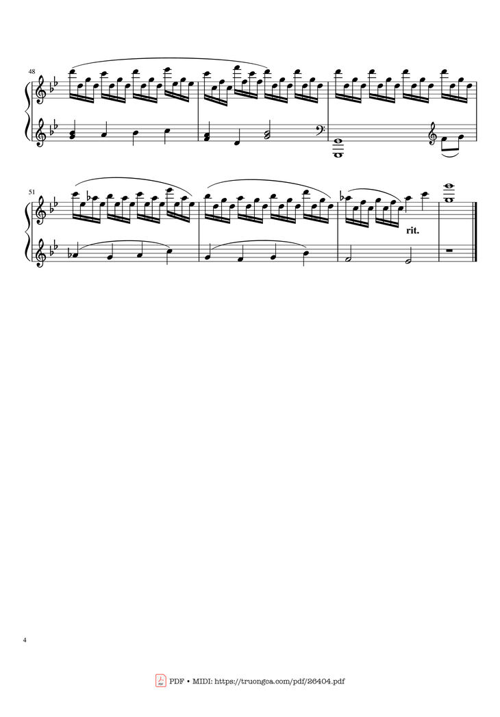 Page 4 of the piano sheet music PDF Piano - Beauty and The Beast Prologue Piano by Composed by Alan Menkin