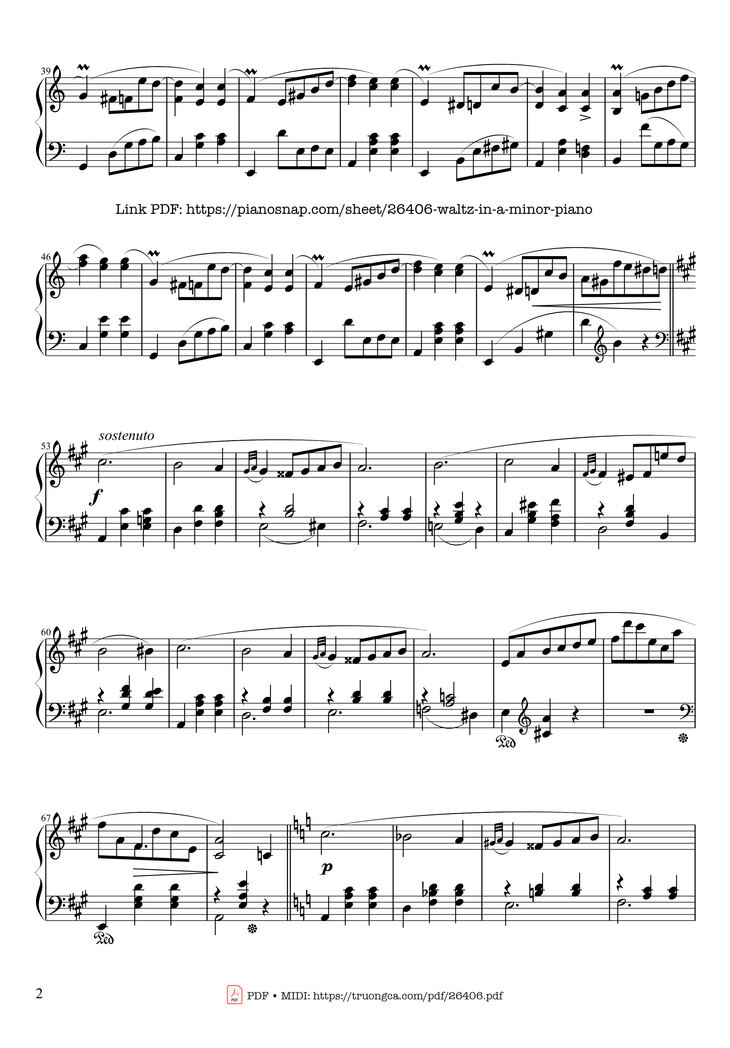 Page 2 of the piano sheet music PDF - Waltz in A Minor, Opus 34 No 2 by Frédéric François Chopin