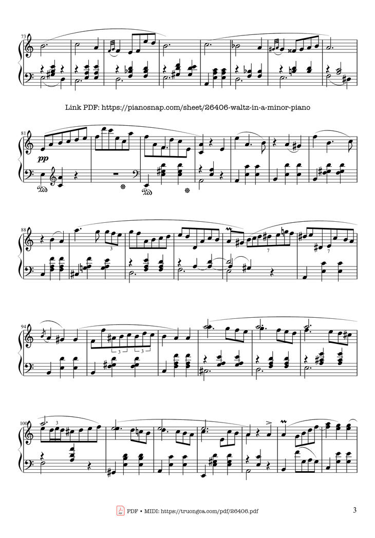 Page 3 of the piano sheet music PDF - Waltz in A Minor, Opus 34 No 2 by Frédéric François Chopin
