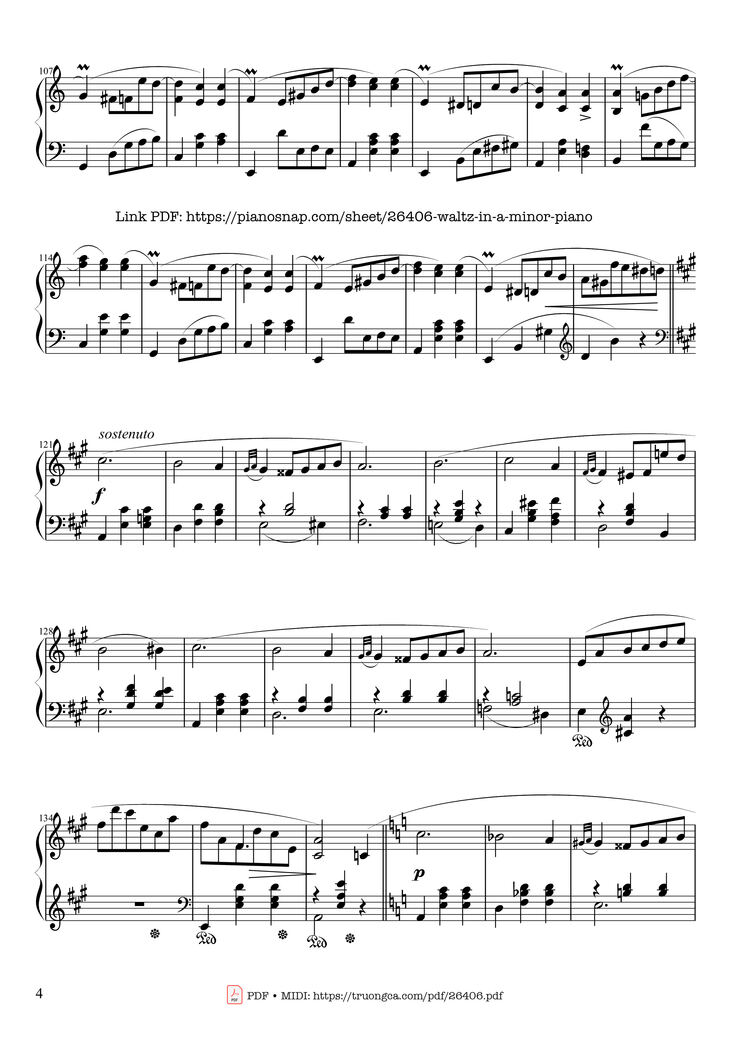 Page 4 of the piano sheet music PDF - Waltz in A Minor, Opus 34 No 2 by Frédéric François Chopin
