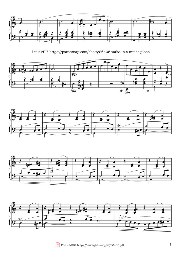 Page 5 of the piano sheet music PDF - Waltz in A Minor, Opus 34 No 2 by Frédéric François Chopin