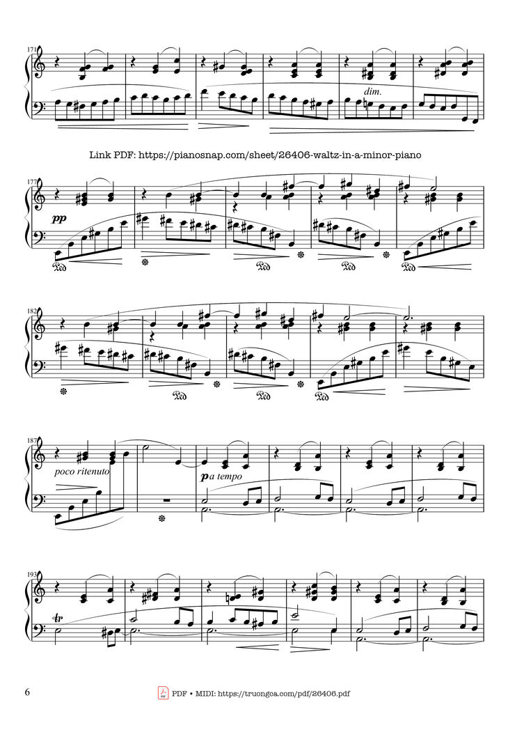 Page 6 of the piano sheet music PDF - Waltz in A Minor, Opus 34 No 2 by Frédéric François Chopin