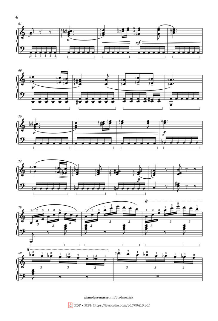Page 4 of the piano sheet music PDF Piano - Für Elise Piano With fingering by L. van Beethoven