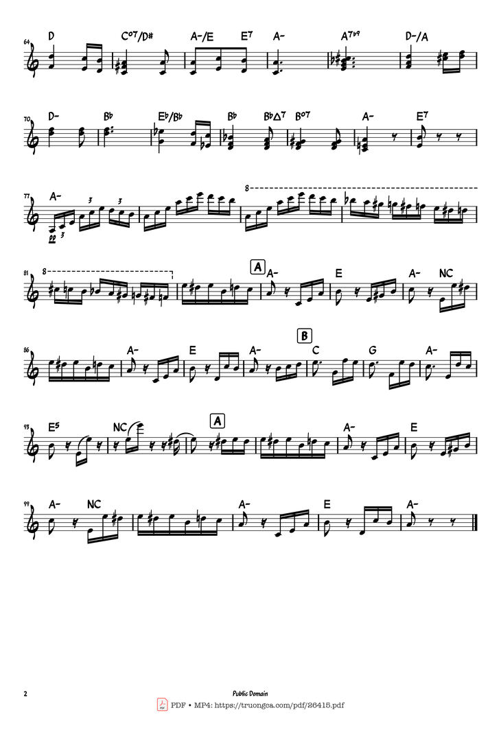 Page 2 of the piano sheet music PDF Piano - Für Elise (Lead sheet) by Ludwig van Beethoven