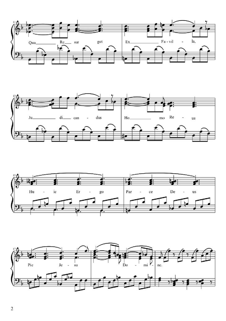 Page 2 of the piano sheet music PDF Piano - Lacrimosa Piano by Wolfgang Amadeus Mozart (1756-1791