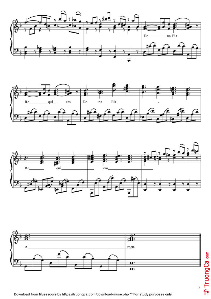 Page 3 of the piano sheet music PDF Piano - Lacrimosa Piano by Wolfgang Amadeus Mozart (1756-1791