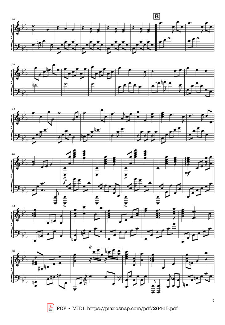 Page 2 of the piano sheet music PDF - Once Upon a December Piano by Music by S. Flaherty & D. Newman