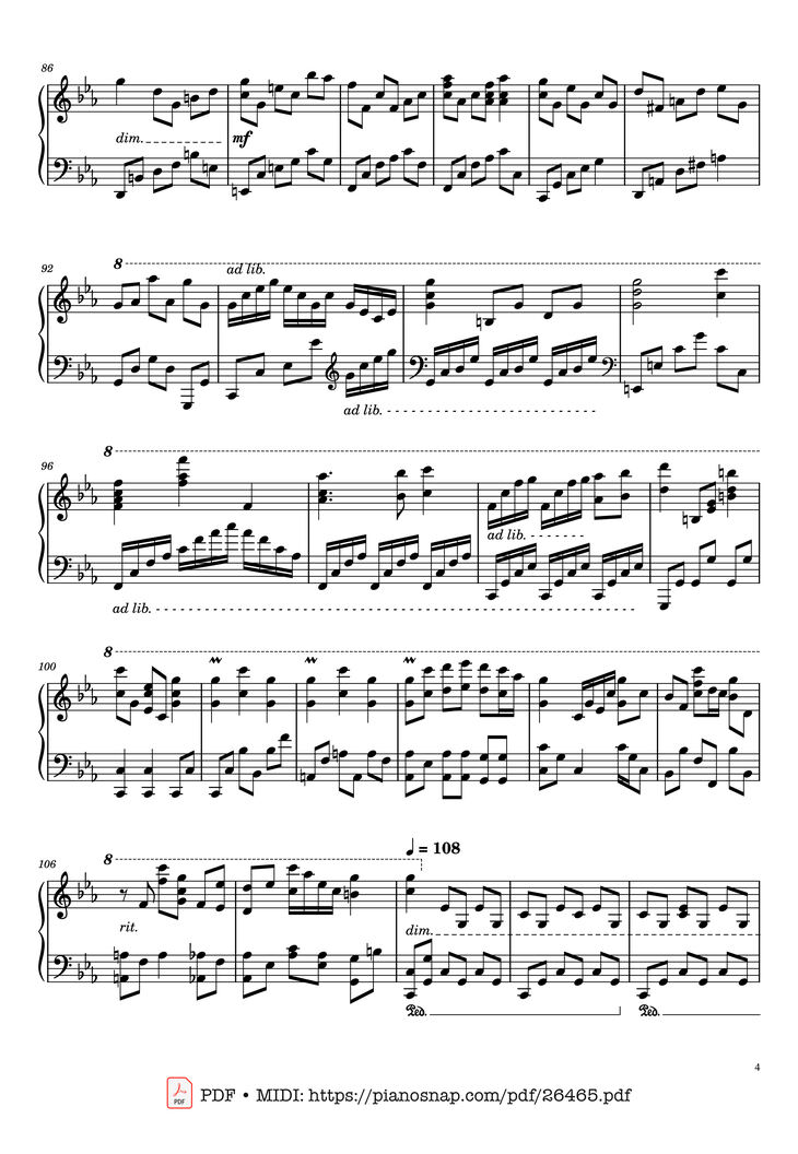 Page 4 of the piano sheet music PDF - Once Upon a December Piano by Music by S. Flaherty & D. Newman