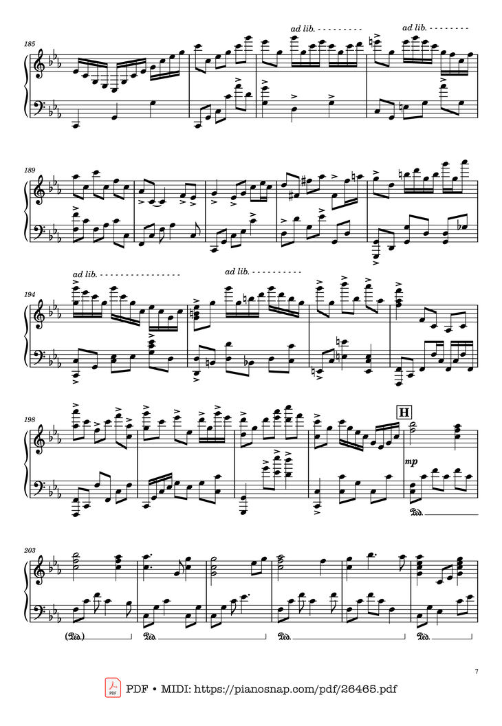 Page 7 of the piano sheet music PDF - Once Upon a December Piano by Music by S. Flaherty & D. Newman