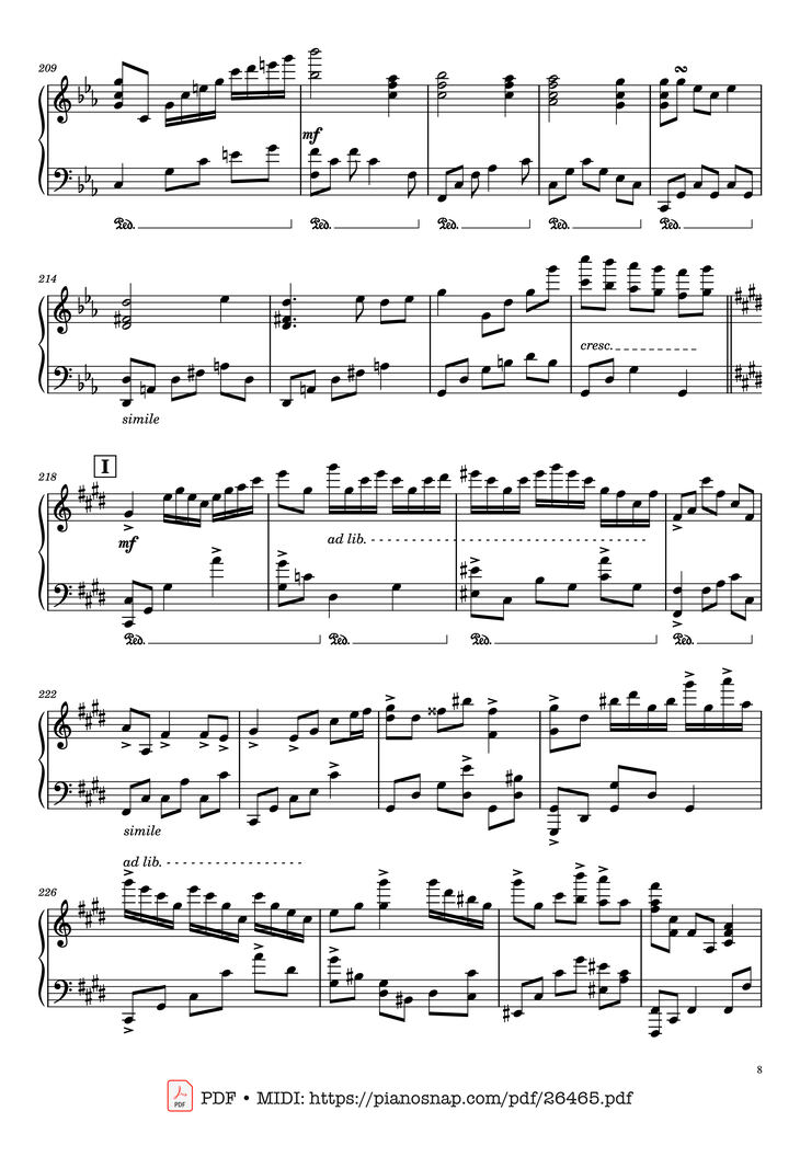Page 8 of the piano sheet music PDF - Once Upon a December Piano by Music by S. Flaherty & D. Newman