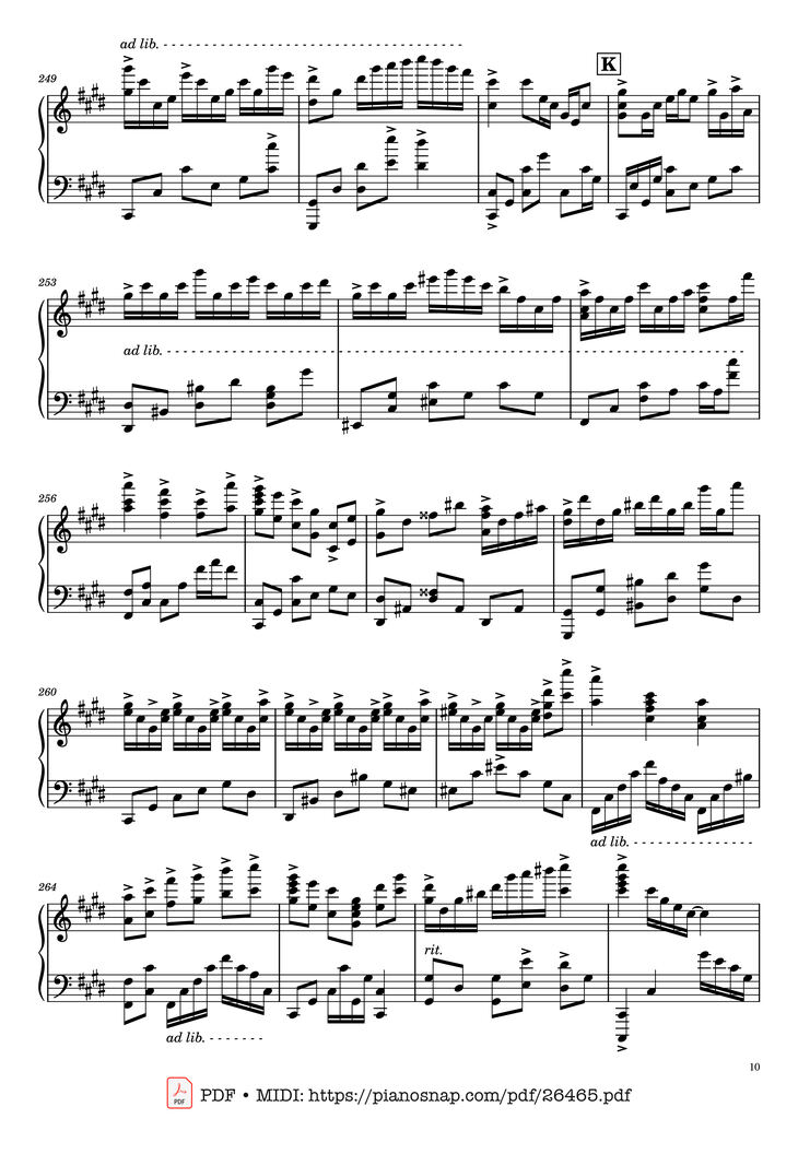Page 10 of the piano sheet music PDF - Once Upon a December Piano by Music by S. Flaherty & D. Newman