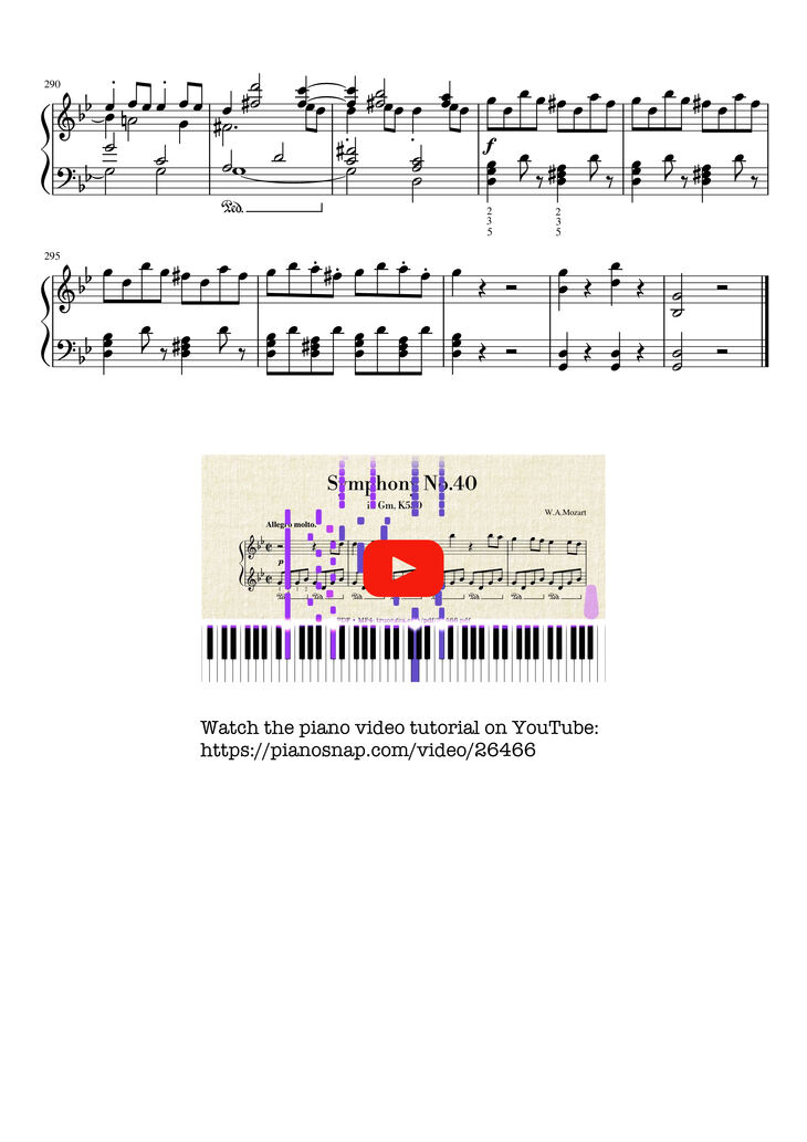 Page 13 of the piano sheet music PDF Piano - Symphony No.40 in Gm, K550 Piano by W.A.Mozart
