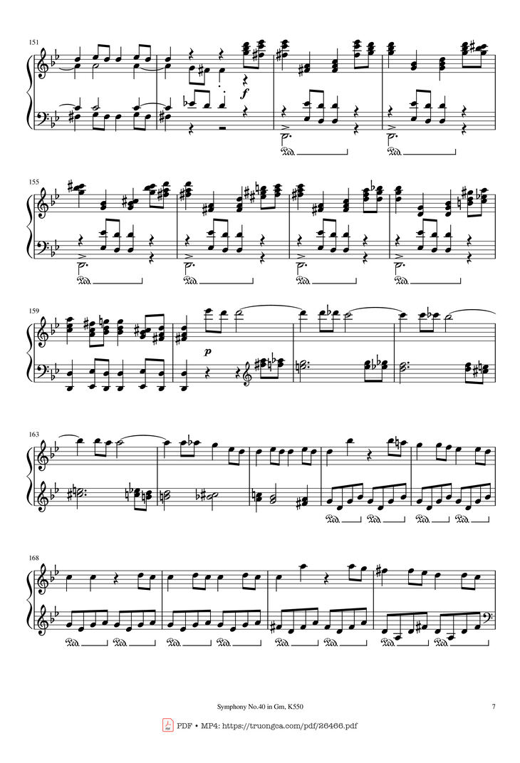 Page 7 of the piano sheet music PDF Piano - Symphony No.40 in Gm, K550 Piano by W.A.Mozart