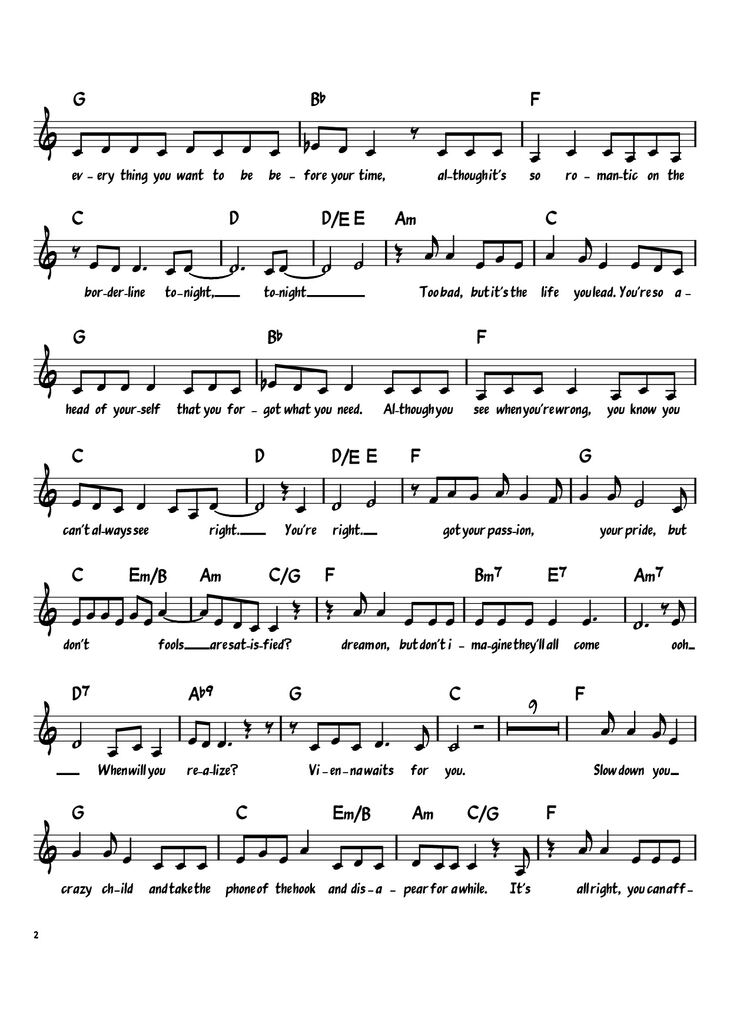 Page 2 of the piano sheet music PDF Piano - Vienna Piano by Billy Joel