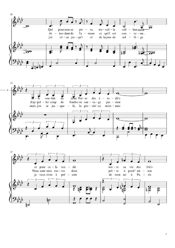 Page 3 of the piano sheet music PDF Piano - Chanson des jumelles Piano by Michel Legrand