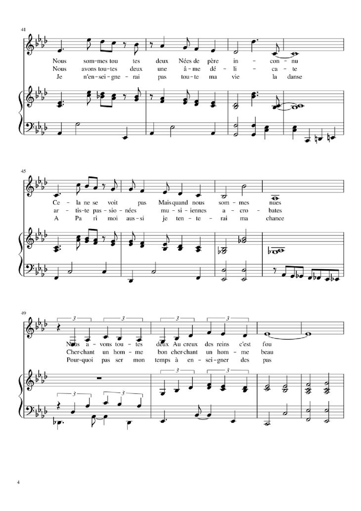 Page 4 of the piano sheet music PDF Piano - Chanson des jumelles Piano by Michel Legrand