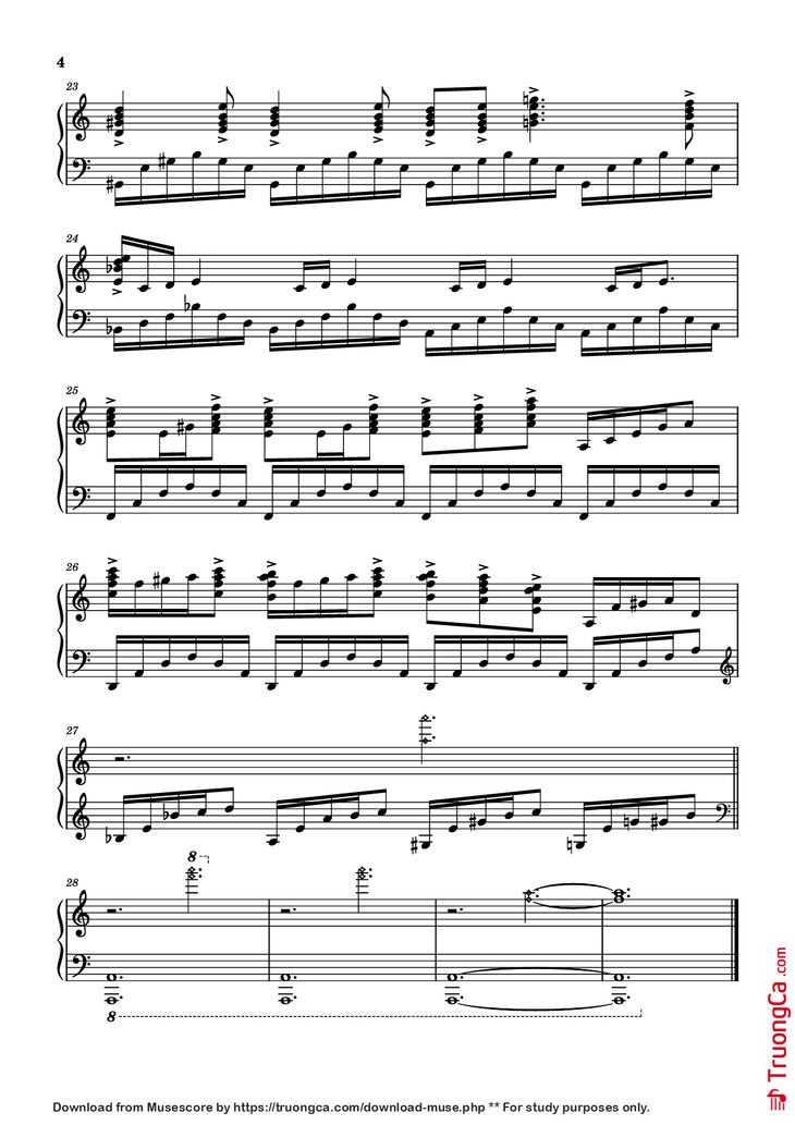 Page 4 of the piano sheet music PDF Piano - Westworld Piano by Ramin Djawadi