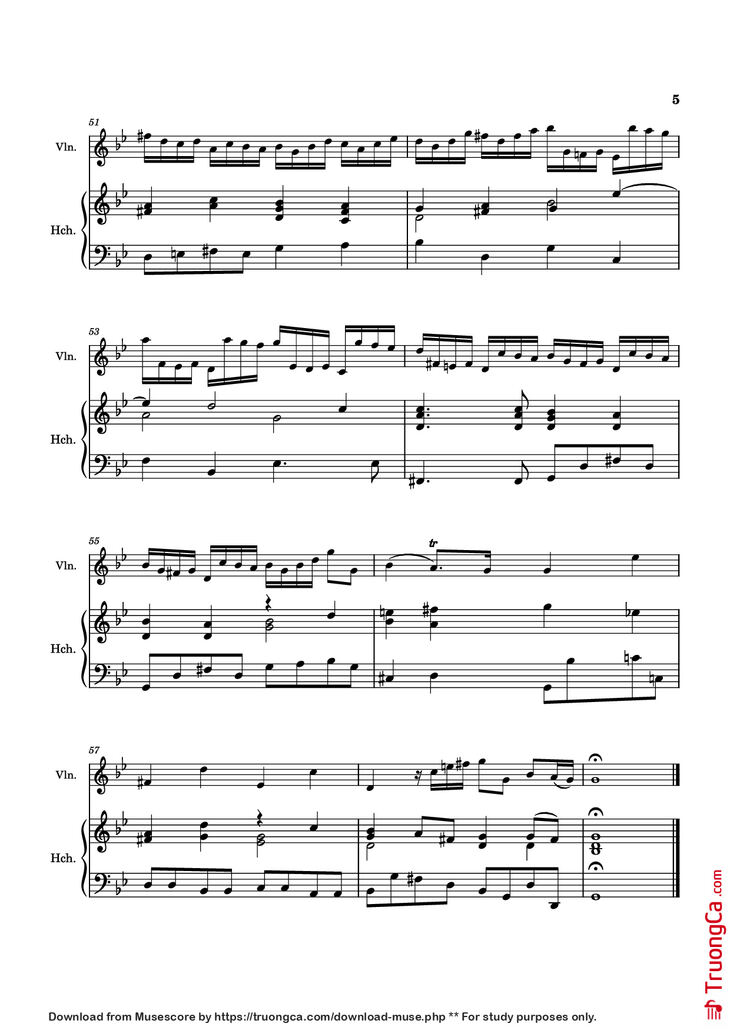 Page 5 of the piano sheet music PDF - Allegro Violin by Antonio Vivaldi