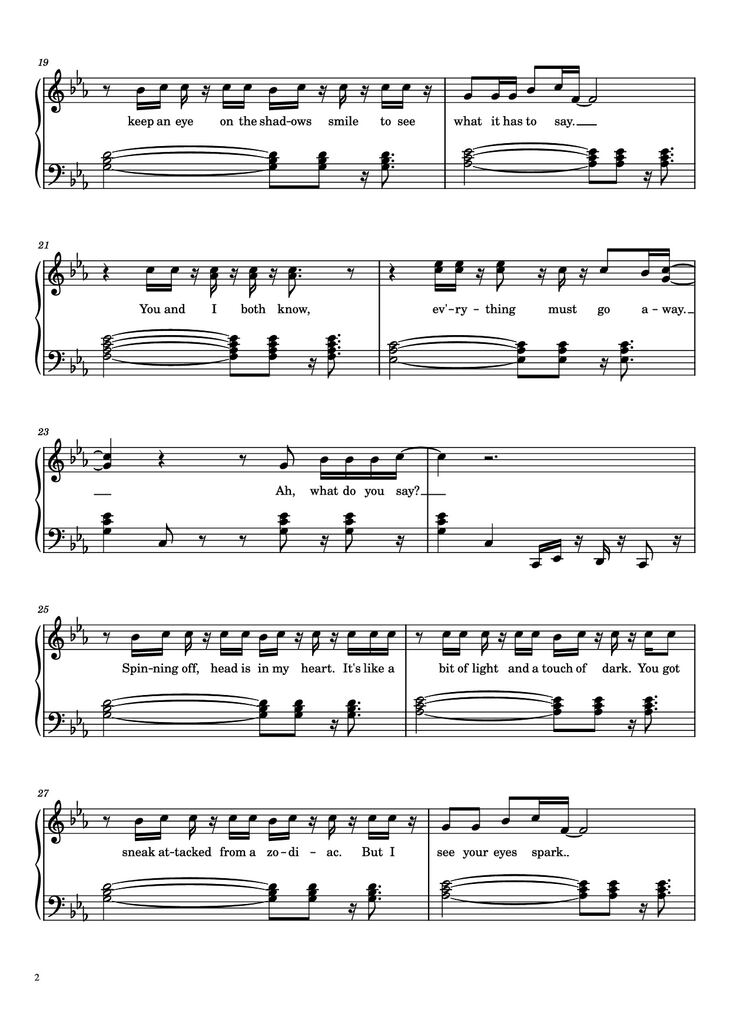 Page 2 of the piano sheet music PDF Piano - Dark Necessities Piano by Red Hot Chili Peppers