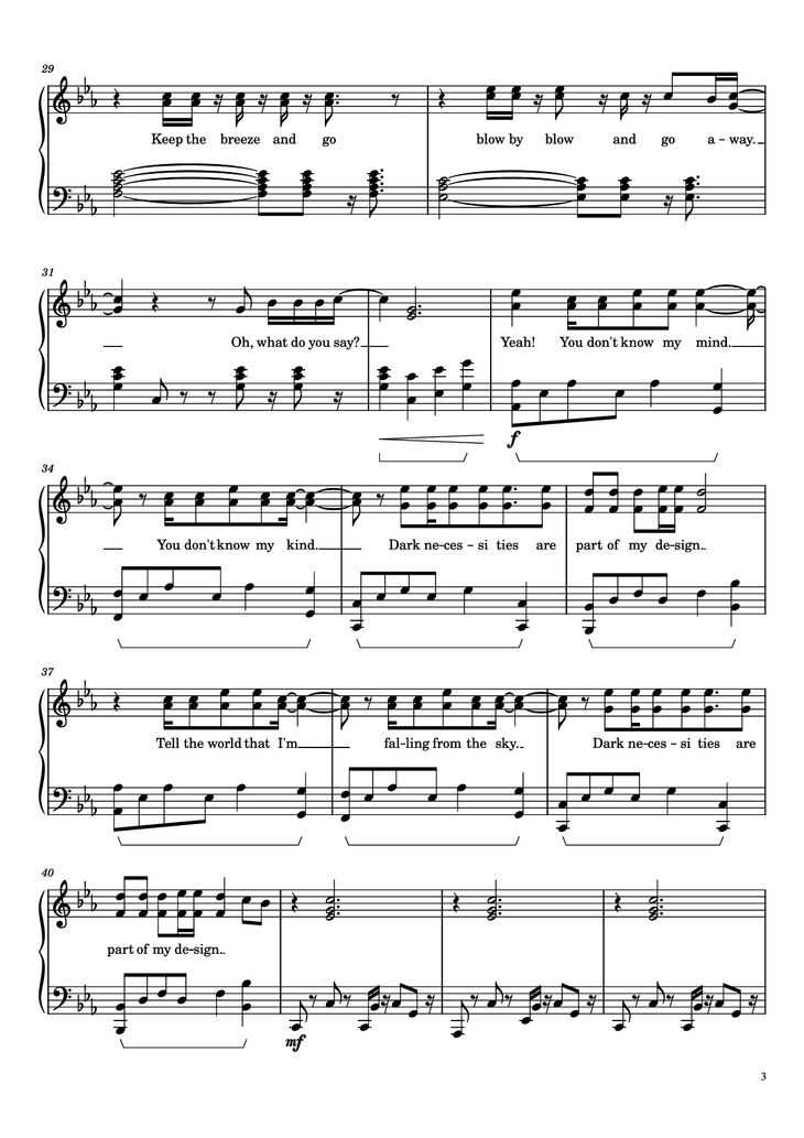 Page 3 of the piano sheet music PDF Piano - Dark Necessities Piano by Red Hot Chili Peppers