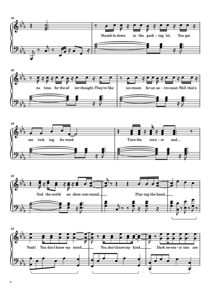 Page 4 of the piano sheet music PDF Piano - Dark Necessities Piano by Red Hot Chili Peppers