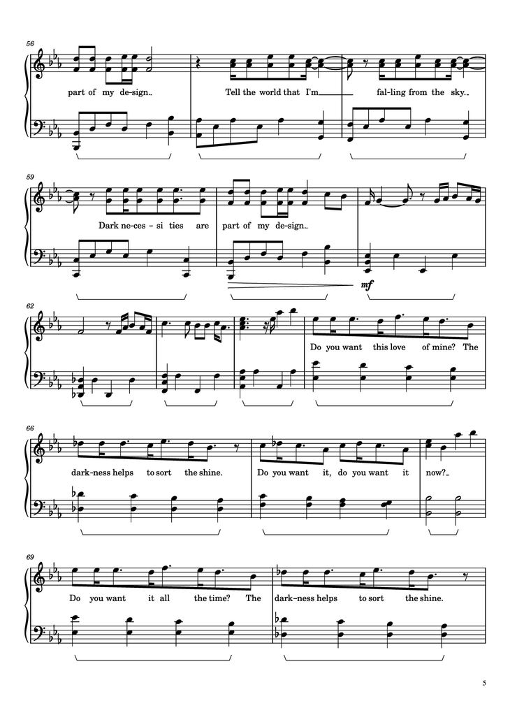 Page 5 of the piano sheet music PDF Piano - Dark Necessities Piano by Red Hot Chili Peppers