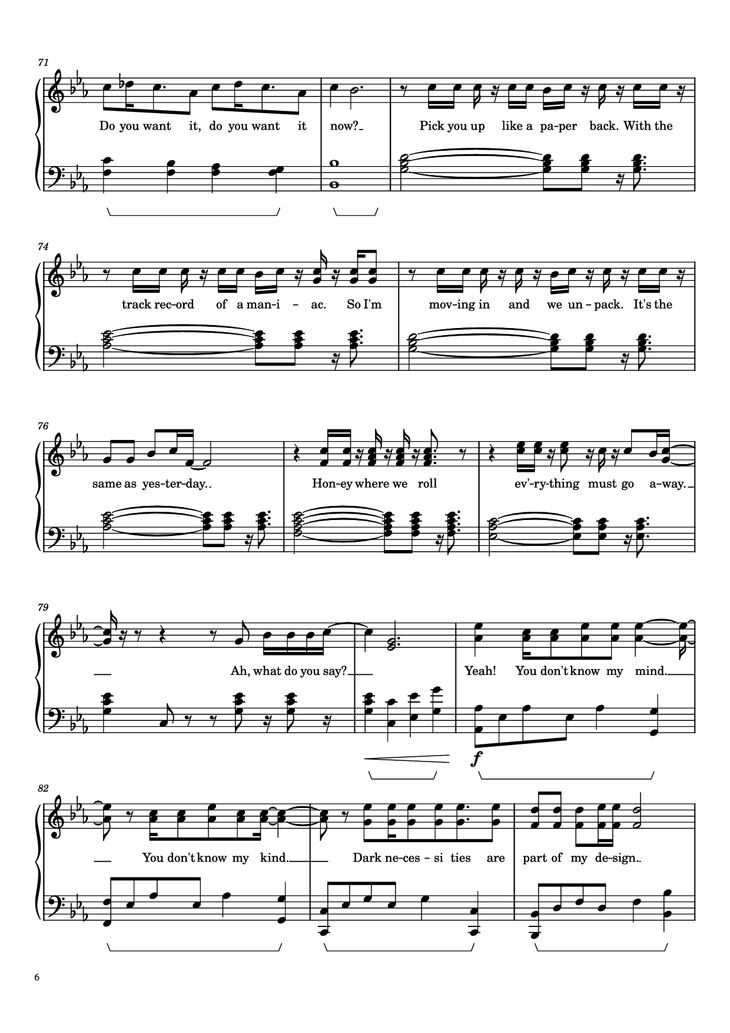 Page 6 of the piano sheet music PDF Piano - Dark Necessities Piano by Red Hot Chili Peppers