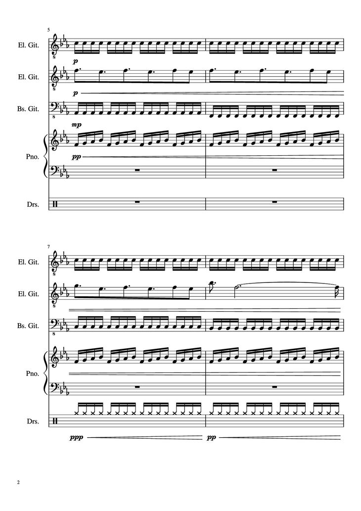Page 2 of the piano sheet music PDF - Dark Necessities Piano by JaronTu