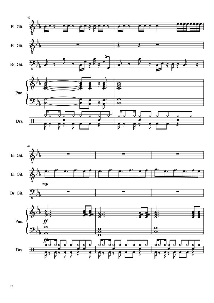 Page 12 of the piano sheet music PDF - Dark Necessities Piano by JaronTu