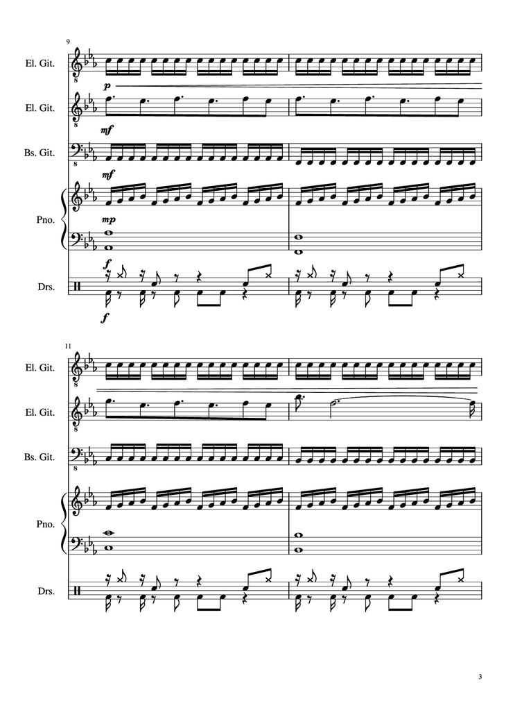 Page 3 of the piano sheet music PDF - Dark Necessities Piano by JaronTu