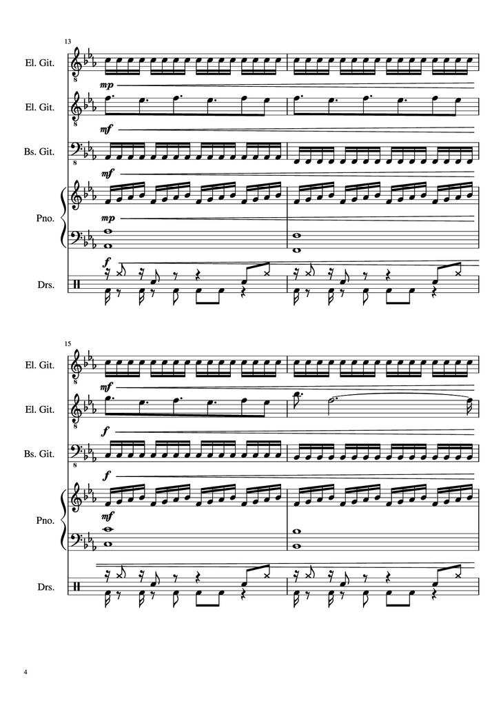 Page 4 of the piano sheet music PDF - Dark Necessities Piano by JaronTu