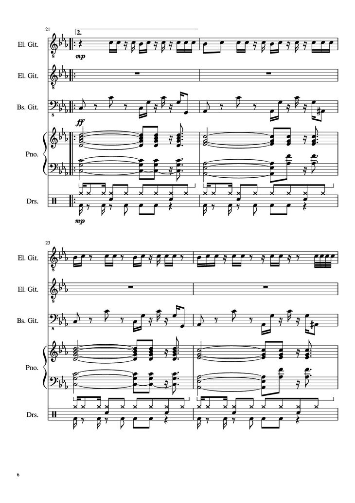 Page 6 of the piano sheet music PDF - Dark Necessities Piano by JaronTu
