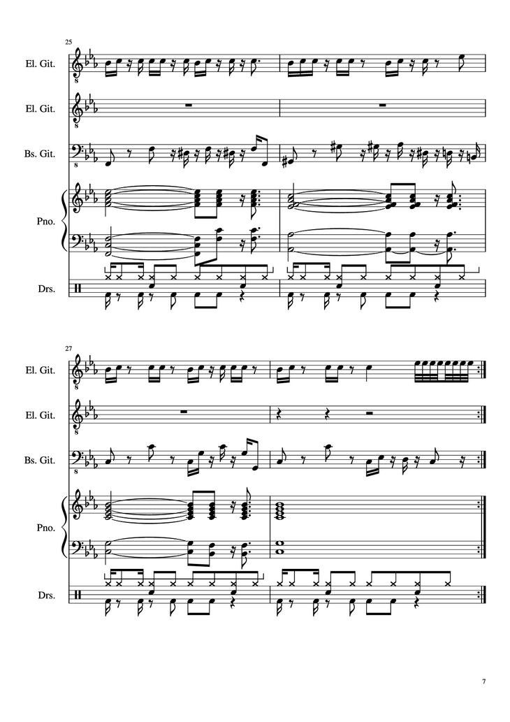 Page 7 of the piano sheet music PDF - Dark Necessities Piano by JaronTu