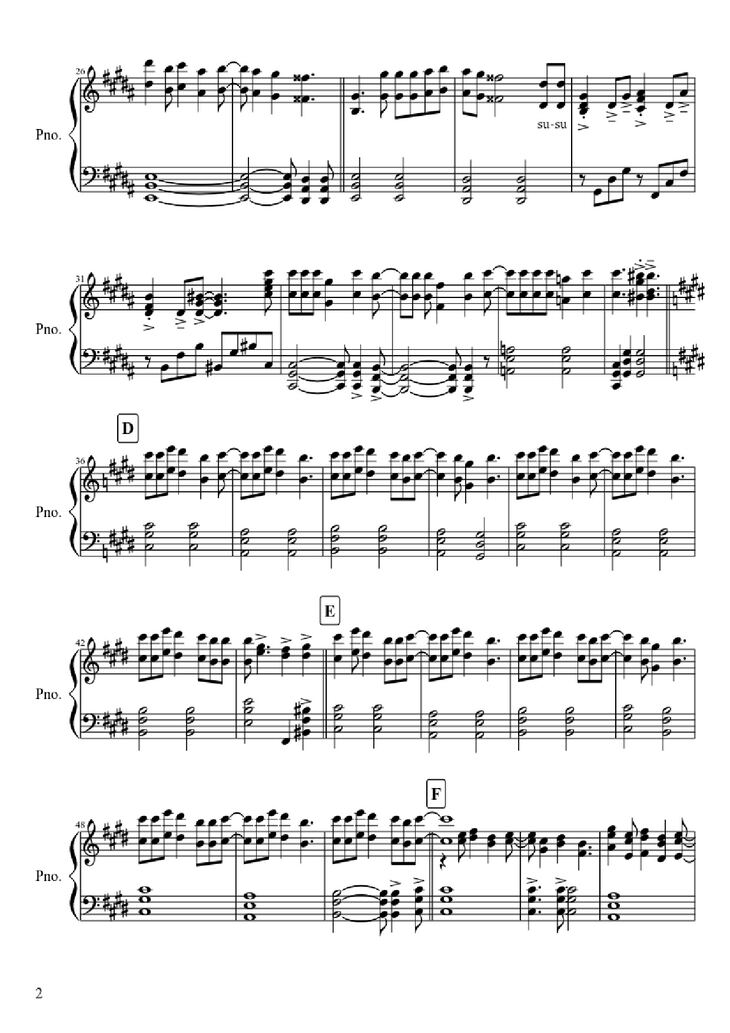 Page 2 of the piano sheet music PDF Piano - Attack On Titan Theme Piano by Undefined