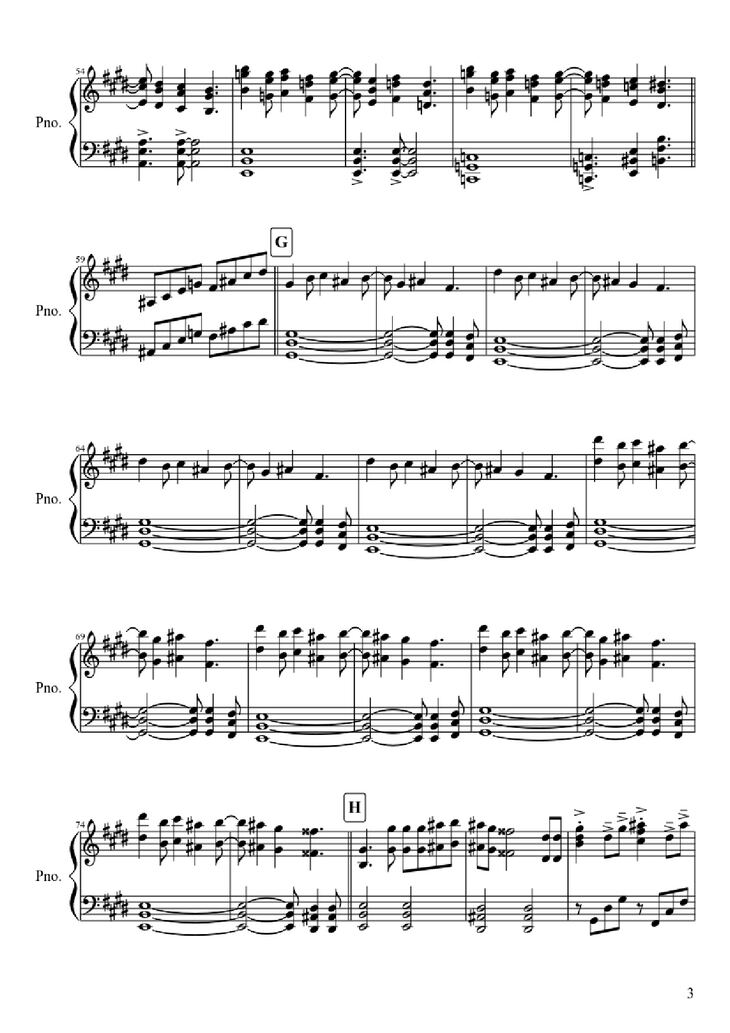 Page 3 of the piano sheet music PDF Piano - Attack On Titan Theme Piano by Undefined