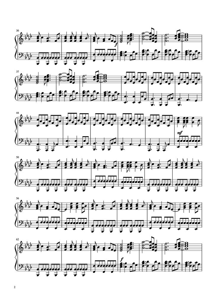 Page 2 of the piano sheet music PDF Piano - Clocks Cold Play Transcription by Anthenius Music & Lyrics by Cold Play Piano by Undefined