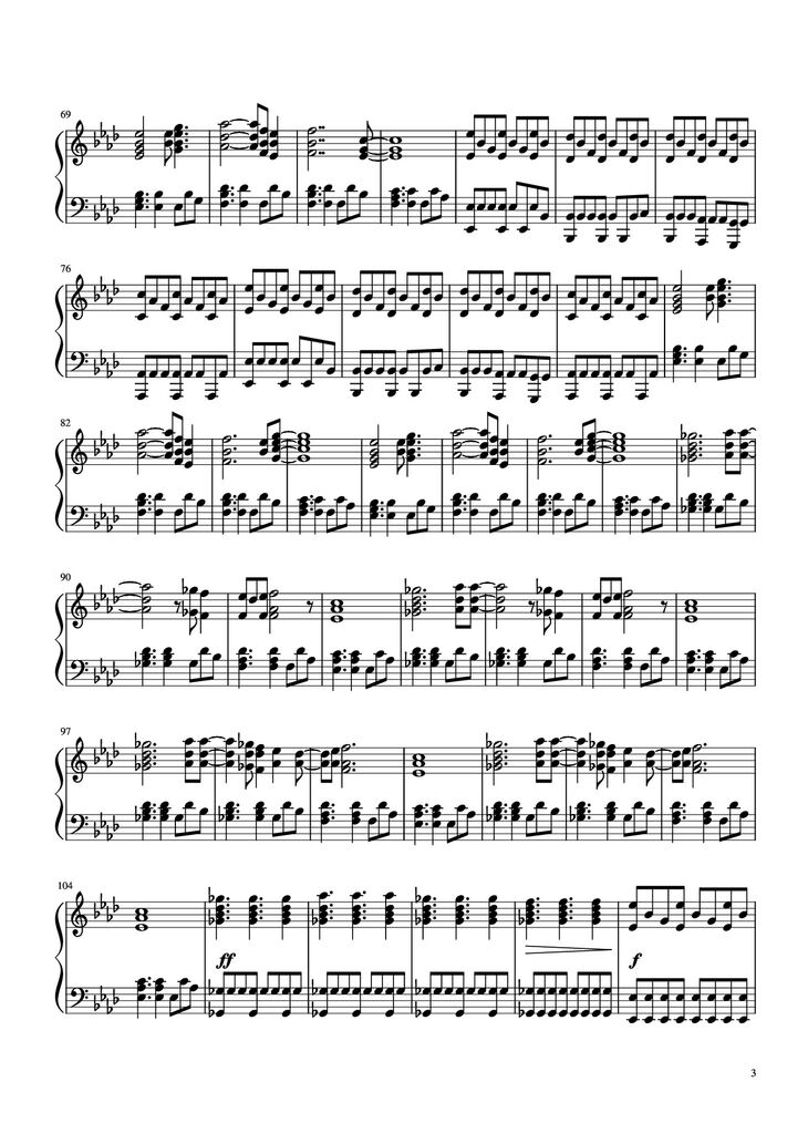 Page 3 of the piano sheet music PDF Piano - Clocks Cold Play Transcription by Anthenius Music & Lyrics by Cold Play Piano by Undefined