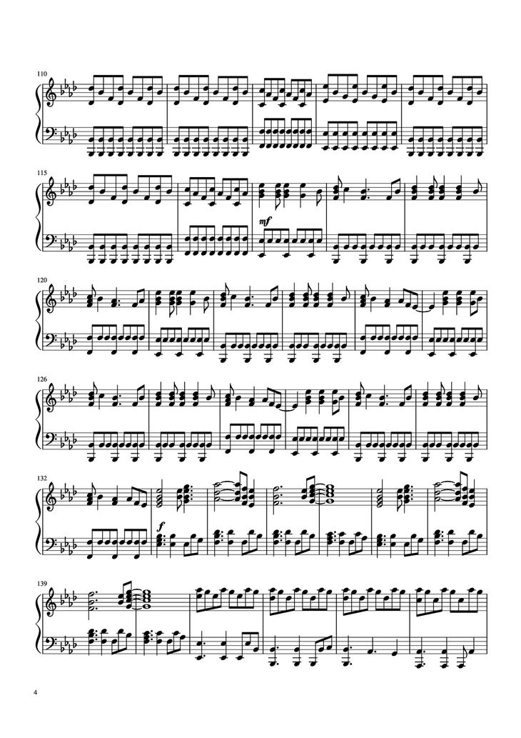 Page 4 of the piano sheet music PDF Piano - Clocks Cold Play Transcription by Anthenius Music & Lyrics by Cold Play Piano by Undefined